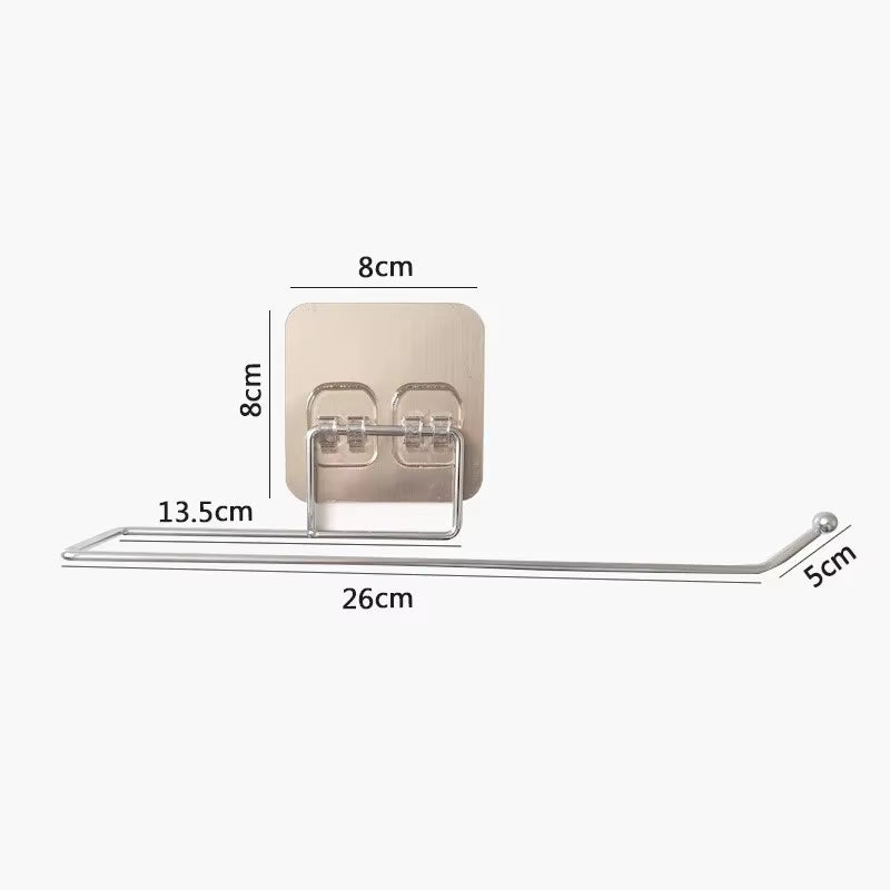 Stainless Steel Wall-Mounted Adhesive Paper, Towel and Plastic Holder