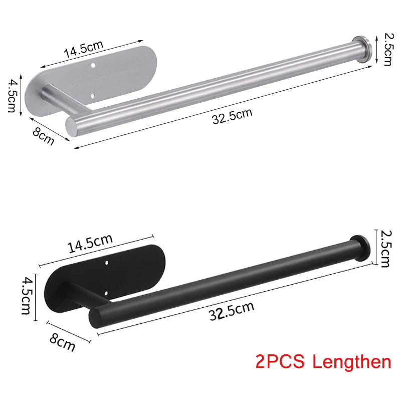 Stainless Steel Wall-Mounted Adhesive Paper, Towel and Plastic Holder