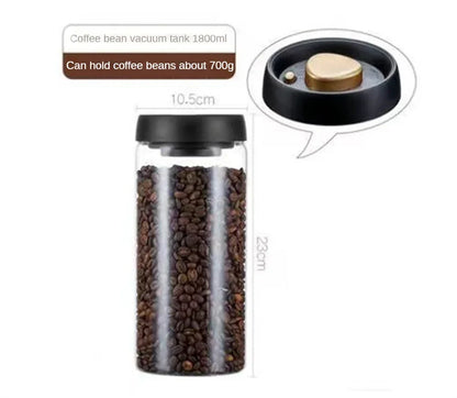 Premium Vacuum-Sealed Coffee Bean Storage Jar - Airtight Transparent Glass Container for Freshness and Moisture Protection
