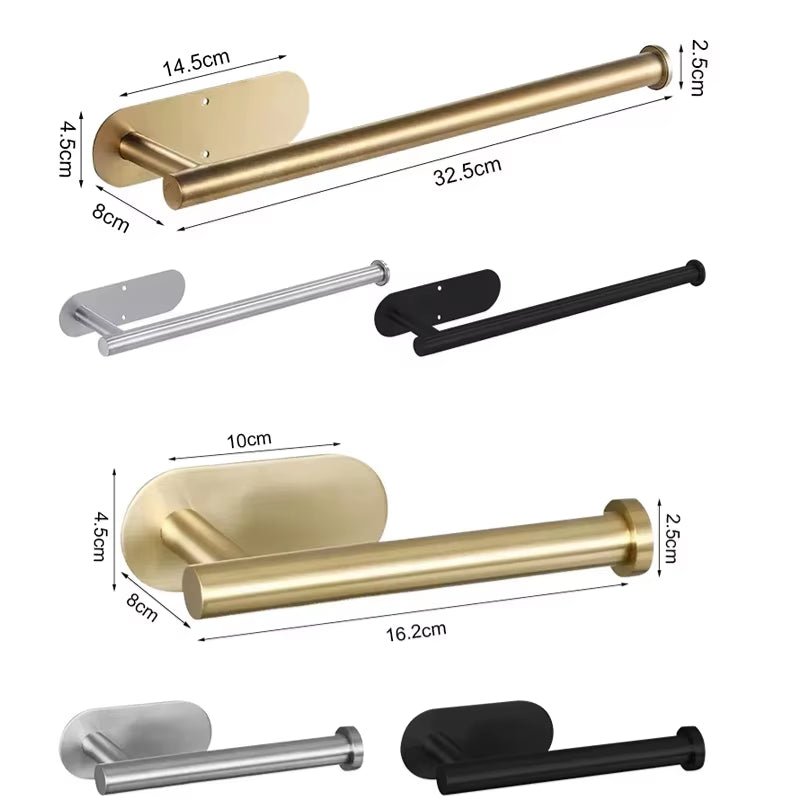 Stainless Steel Wall-Mounted Adhesive Paper, Towel and Plastic Holder