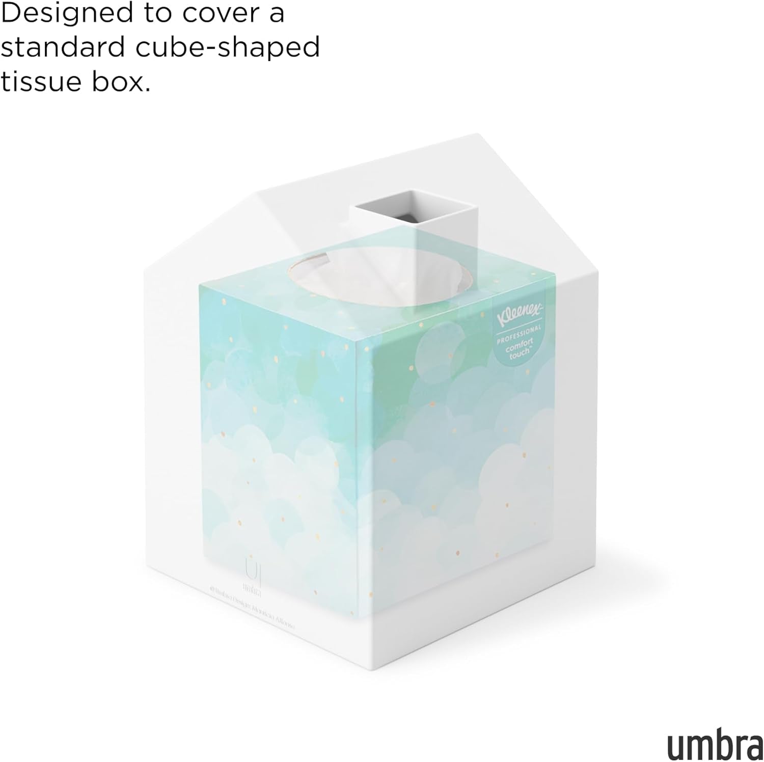 Casa Tissue Box Cover - Elegant House-Shaped Square Kleenex Holder in White