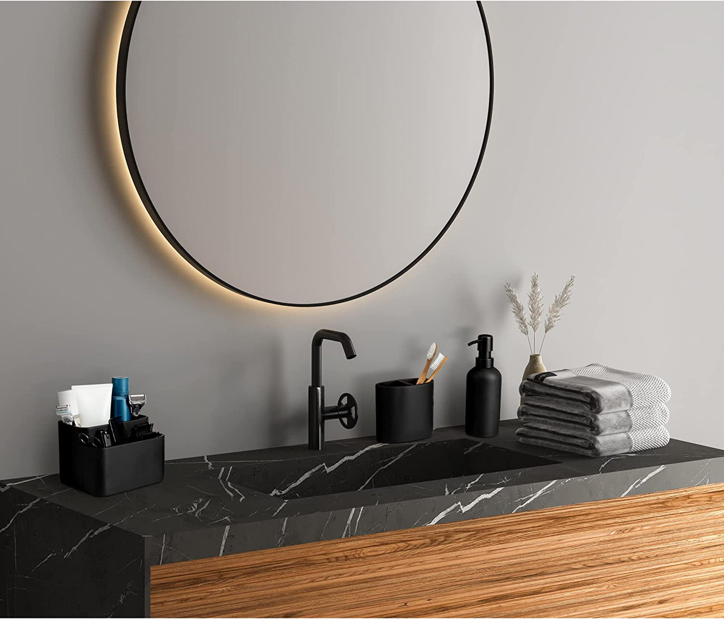 Matte Black Toothbrush Holder for Countertops