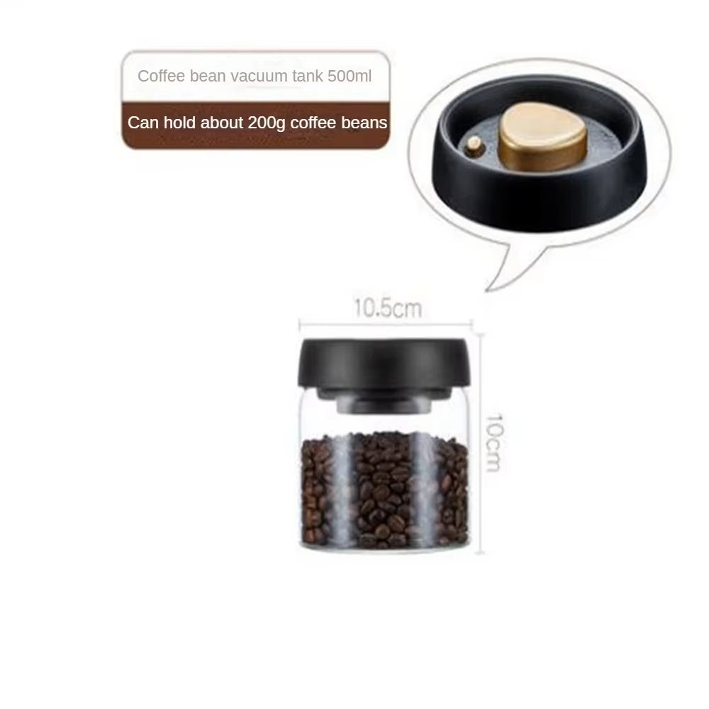 Premium Vacuum-Sealed Coffee Bean Storage Jar - Airtight Transparent Glass Container for Freshness and Moisture Protection