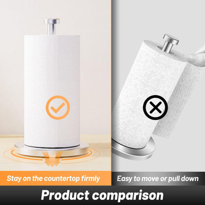 Stylish Stainless Steel Paper Towel Holder with Weighted Base & Suction Cups - Perfect for Kitchen & Bathroom