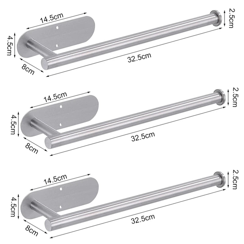 Stainless Steel Wall-Mounted Adhesive Paper, Towel and Plastic Holder