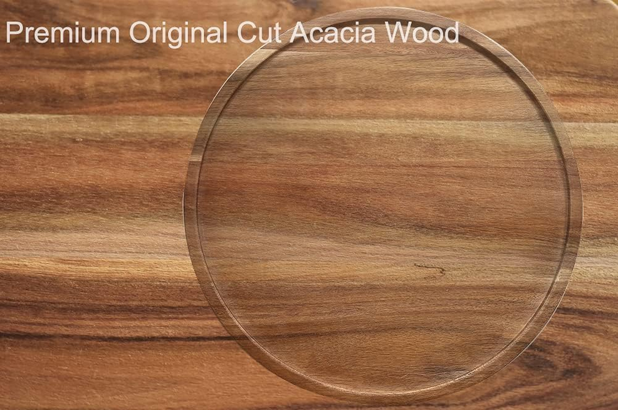 Acacia Wood Lazy Susan Organizer Kitchen Turntable for Cabinet Pantry Table Organization