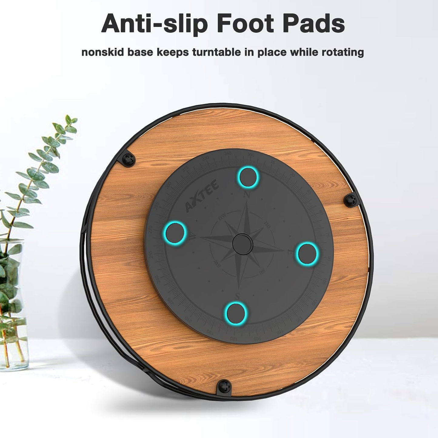 Stylish 9" Carbonized Black Pine Wood Lazy Susan Turntable Organizer for Kitchen, Pantry & Bath