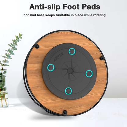 Stylish 9" Carbonized Black Pine Wood Lazy Susan Turntable Organizer for Kitchen, Pantry & Bath