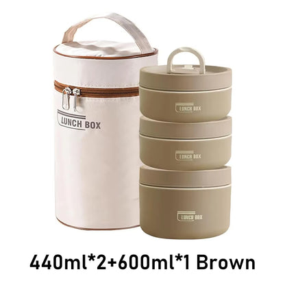 Portable Insulated Food Lunch Container Set with Thermal Lunch Box 3 Separate Stackable Lunch Container