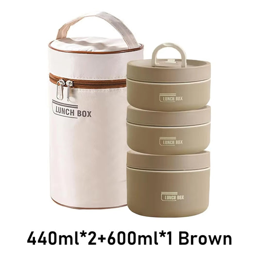 Portable Insulated Food Lunch Container Set with Thermal Lunch Box 3 Separate Stackable Lunch Container