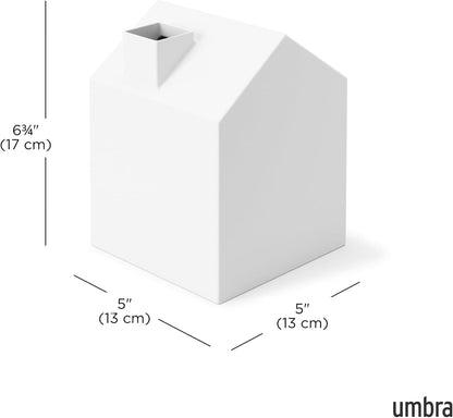 Casa Tissue Box Cover - Elegant House-Shaped Square Kleenex Holder in White