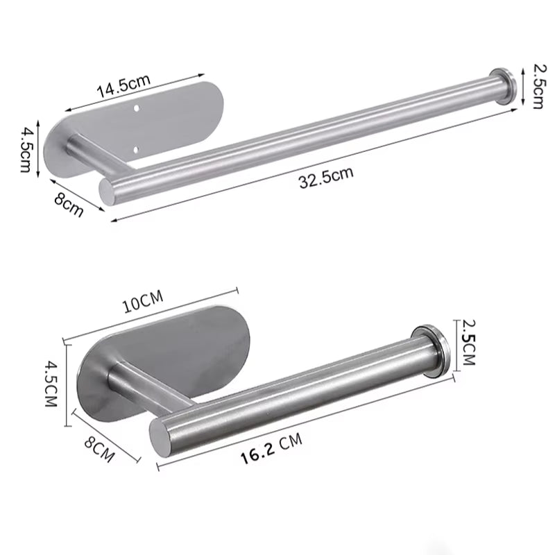 Stainless Steel Wall-Mounted Adhesive Paper, Towel and Plastic Holder