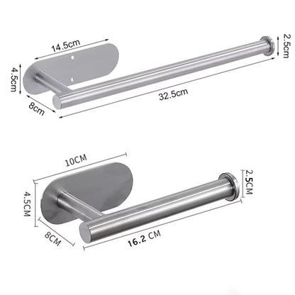 Stainless Steel Wall-Mounted Adhesive Paper, Towel and Plastic Holder