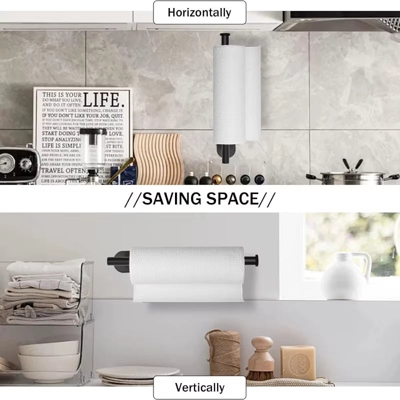 Stainless Steel Wall-Mounted Adhesive Paper, Towel and Plastic Holder