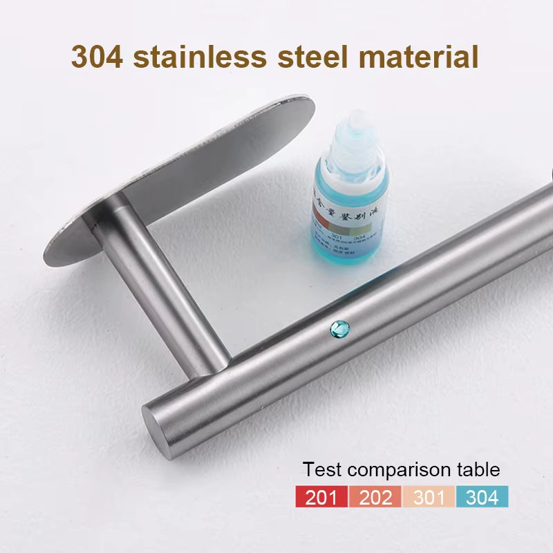 Stainless Steel Wall-Mounted Adhesive Paper, Towel and Plastic Holder